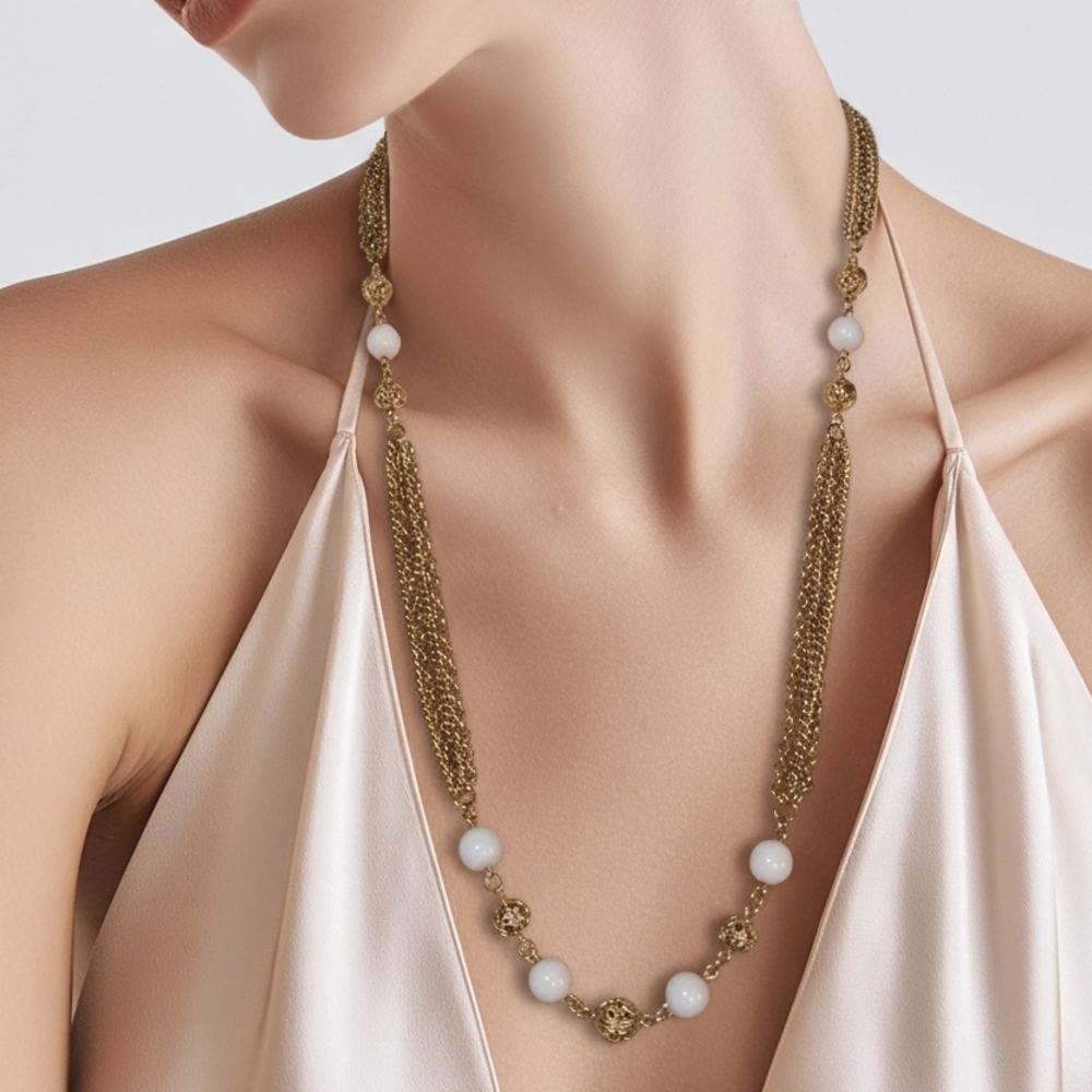 Chic Gold and White Necklace